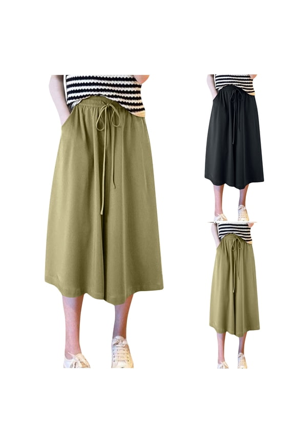 Women's High Waisted Loose Drop Drawstring Pocket Pants Trousers Slacks, Elastic Waistband Slim Fit Stretchy, Casual Daily Lounge Wear Travel Essentials for Women | Aestivo,Black L