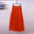 thumbnail image 1 of Women's High Waisted Maxi Skirt Multi Tiered Ruffle Tulle Mesh A-Line Skirt Flowy Lightweight Layered Skirt for Party Club Prom Evening Date Night Elegant Chic Style, 1 of 6