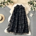 thumbnail image 1 of Women's High Waisted Maxi Tiered Skirt Multi Layered Ruffle Mesh Tulle A-Line Tutu Skirt Flowy Elegant Boho Style Skirt Formal Party Evening Wedding Guest Apparel, 1 of 5