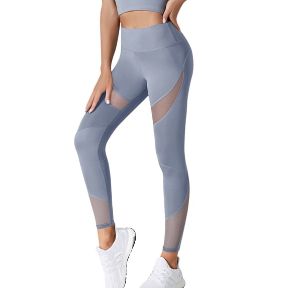 Women's High Waisted Mesh Panel Leggings Stretchy Workout Yoga Pants Athletic Tights