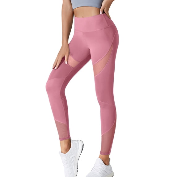 Women's High Waisted Mesh Panel Leggings Stretchy Workout Yoga Pants Athletic Tights