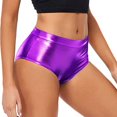 thumbnail image 1 of Women's High Waisted Metallic Booty Shorts,Rave Dancing Hot Pants,Clubwear with Elastic Waist for Summer Parties, 1 of 6