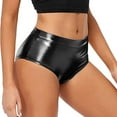 thumbnail image 1 of Women's High Waisted Metallic Booty Shorts,Rave Dancing Hot Pants,Clubwear with Elastic Waist for Summer Parties, 1 of 6