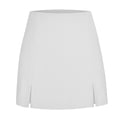 thumbnail image 1 of Women's High Waisted Mini A-Line Skirt Double Side Split Hem Slim Fit Short Skirt Elegant Minimalist Casual Daily Wear Stretchy Lightweight Office Skirt, 1 of 4