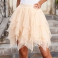 thumbnail image 1 of Women's High Waisted Mini Pleated Skirt Layered Tulle Mesh Ruffle Hem Flattering A-Line Tutu Skirt Gothic Punk Style Short Skirt For Club Festival Cosplay Party, 1 of 5