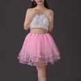 thumbnail image 1 of Women's High Waisted Mini Pleated Skirt Multi Layered Mesh Tulle Ruffle Hem Tutu Skirt Fluffy A-Line Short Skirt For Party Costume Daily Wear, 1 of 4