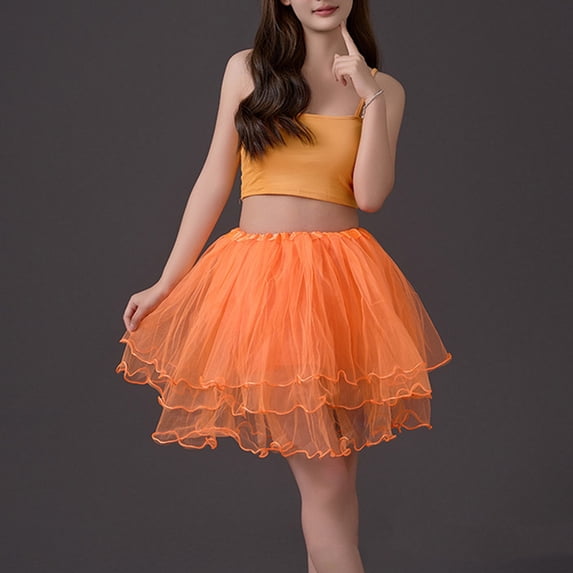 Women's High Waisted Mini Pleated Skirt Multi Layered Mesh Tulle Ruffle Hem Tutu Skirt Fluffy A-Line Short Skirt For Party Costume Daily Wear