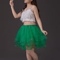 thumbnail image 1 of Women's High Waisted Mini Pleated Skirt Multi Layered Mesh Tulle Ruffle Hem Tutu Skirt Fluffy A-Line Short Skirt For Party Costume Daily Wear, 1 of 4
