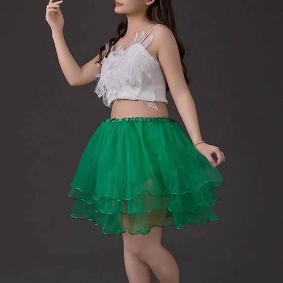 Women's High Waisted Mini Pleated Skirt Multi Layered Mesh Tulle Ruffle Hem Tutu Skirt Fluffy A-Line Short Skirt For Party Costume Daily Wear