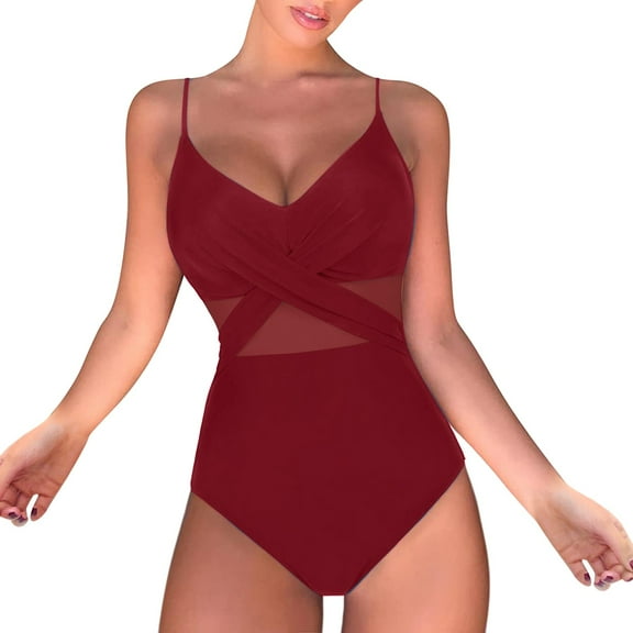 Women's High Waisted Monokini Swimsuit - Push Up Wrap Swimwear with Ruched Bottom, Removable Padding, S-XXL Sizes