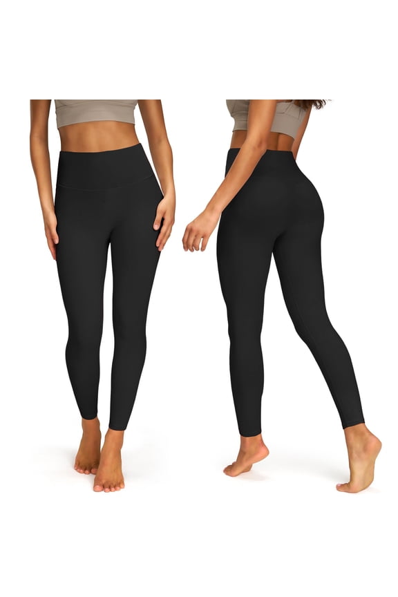 Women's High Waisted No Front Seam Leggings - Tummy Control Full Length Yoga Pants for Workout & Daily Wear Black S 22" Inseam