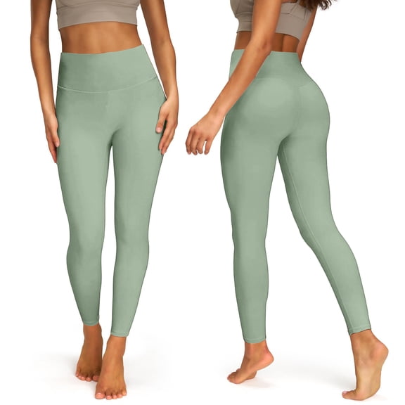 Women's High Waisted No Front Seam Leggings - Tummy Control Full Length Yoga Pants for Workout & Daily Wear Mint Green L 22" Inseam