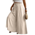 thumbnail image 1 of Women's High Waisted Palazzo Pants Elastic Drawstring Wide Leg Maxi Casual Lounge Pants, 1 of 5