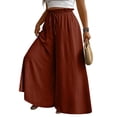 thumbnail image 1 of Women's High Waisted Palazzo Pants Elastic Drawstring Wide Leg Maxi Casual Lounge Pants, 1 of 5