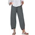 thumbnail image 1 of Women's High Waisted Pants Casual Solid Pants Comfortable Elastic Waist Pants Wide Leg Trousers Beach Pants with Pockets, 1 of 9