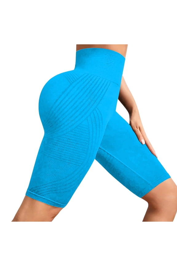 Women's High Waisted Peach Hip Yoga Shorts Textured Compression Tight Butt Lifting Fitness Pants