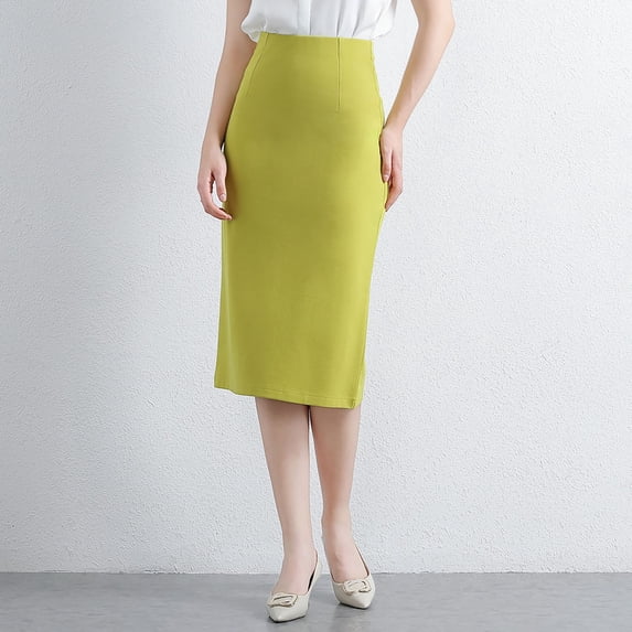 Women's High-Waisted Pencil Midi Skirt Summer Solid Color Stretch Fitted Skirt for Women, Size S-3XL