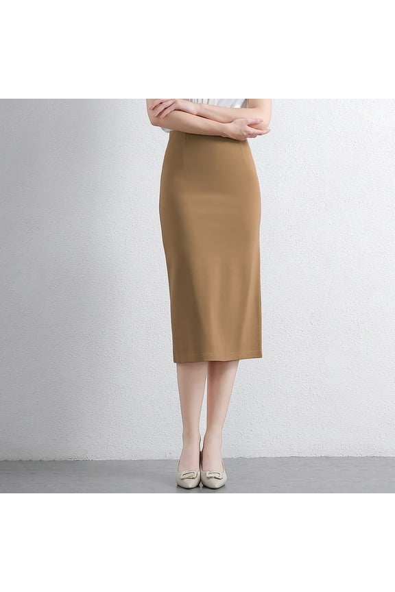Women's High-Waisted Pencil Midi Skirt Summer Solid Color Stretch Fitted Skirt for Women, Size S-3XL