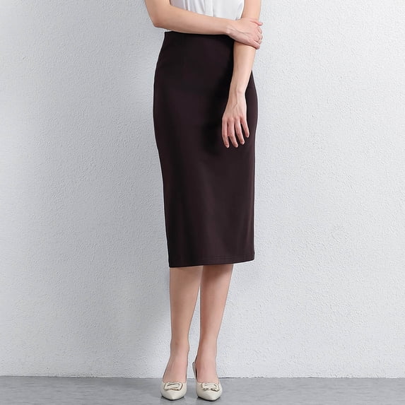 Women's High-Waisted Pencil Midi Skirt Summer Solid Color Stretch Fitted Skirt for Women, Size S-3XL