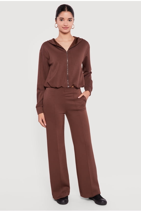 Women's High Waisted Pintuck Detail Straight Leg Pants