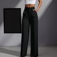 thumbnail image 1 of Women's High Waisted Pleated Dress Pants, Straight Leg Wide Leg Work Trousers, Casual Business Pants for Office, Daily Wear and Versatile Outfits Black L, 1 of 5