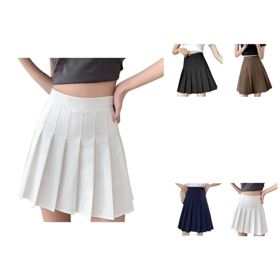 Women's High Waisted Pleated Midi Skirt – Solid Color Mid-Length Flowy A-Line Swing Skirt with Pockets, Fall 2025 Casual Flared Design