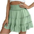 thumbnail image 1 of Women's High Waisted Pleated Skirt Mini Ruffled Golf Skirts Skorts Skater School Uniform with Shorts Boho Beach Holiday, 1 of 5