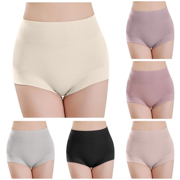 Women's High Waisted Plus Size Solid Color Belly Lift Panties plus Size Underwear