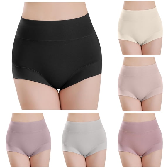 Women's High Waisted Plus Size Solid Color Belly Lift Panties plus Size Underwear