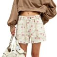 thumbnail image 1 of Women’s High Waisted Polka Dot Denim Shorts with Rope Drawstring, Frayed Hem Jean Shorts with Pockets, 1 of 8