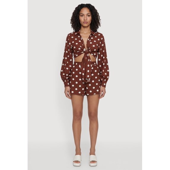 Women's High Waisted Polka Dot Shorts with Pockets