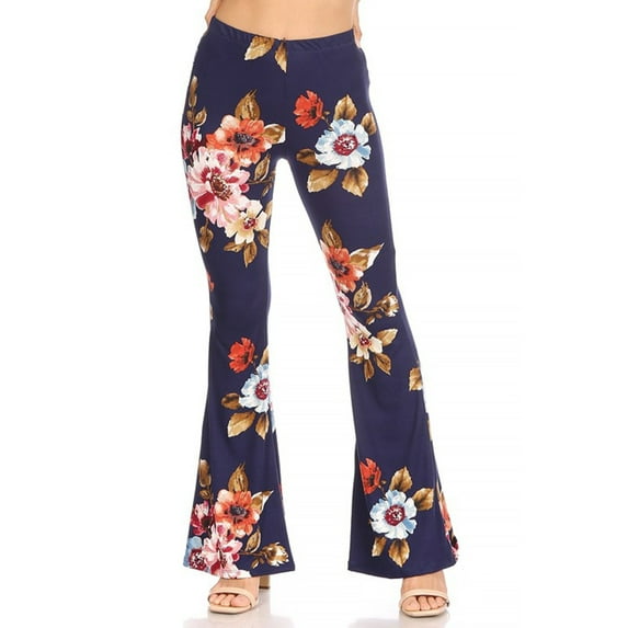 Women's High Waisted Print Soft Stretch Palazzo Flare Pants Pants