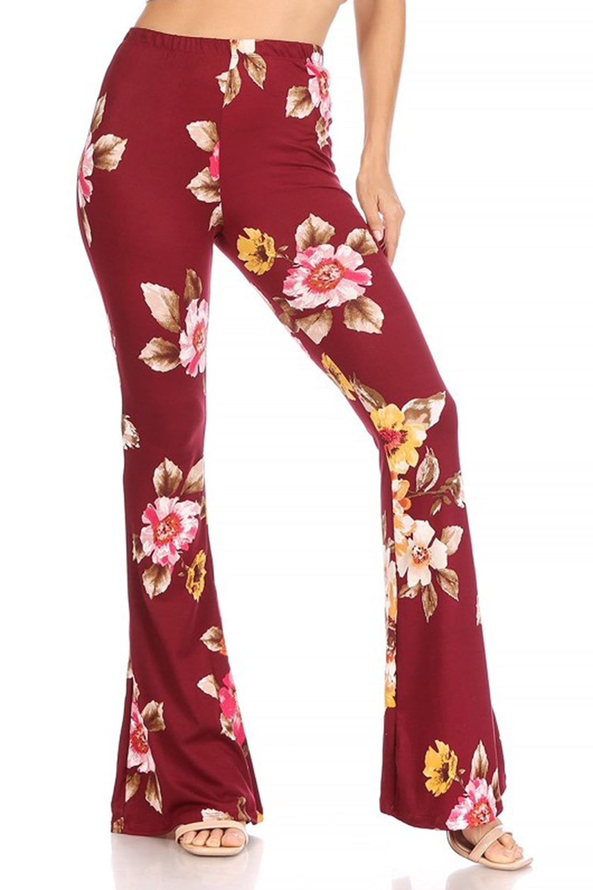 Wavy print high waist flare pants
