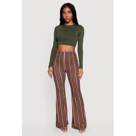 Women's High Waisted Printed Pattern Flared Leggings
