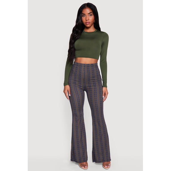 Women's High Waisted Printed Pattern Flared Leggings