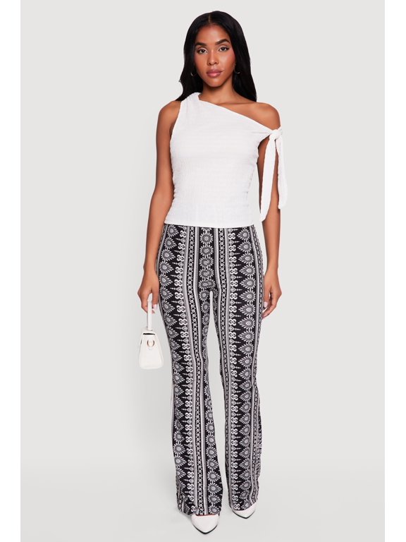 Women's High Waisted Printed Pattern Flared Pants