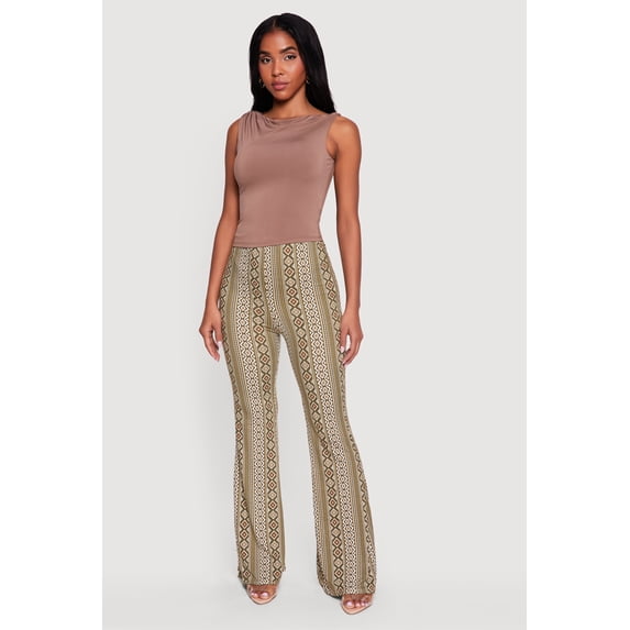 Women's High Waisted Printed Pattern Flared Leggings