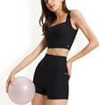 thumbnail image 1 of Women's High-Waisted Ribbed Shorts with Crisscross Back Detail - Large, Black, 1 of 7