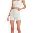 thumbnail image 1 of Women's High-Waisted Ribbed Shorts with Crisscross Back Detail - X Large, White, 1 of 7