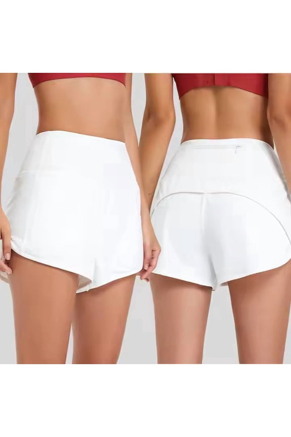 Women's High Waisted Running Shorts with Liner - Quick Dry Gym Athletic Workout Shorts with Zipper Pockets (Black, Pink, White)