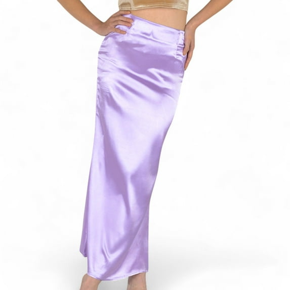 Women's High-Waisted Satin Maxi Skirt - X Large, Purple