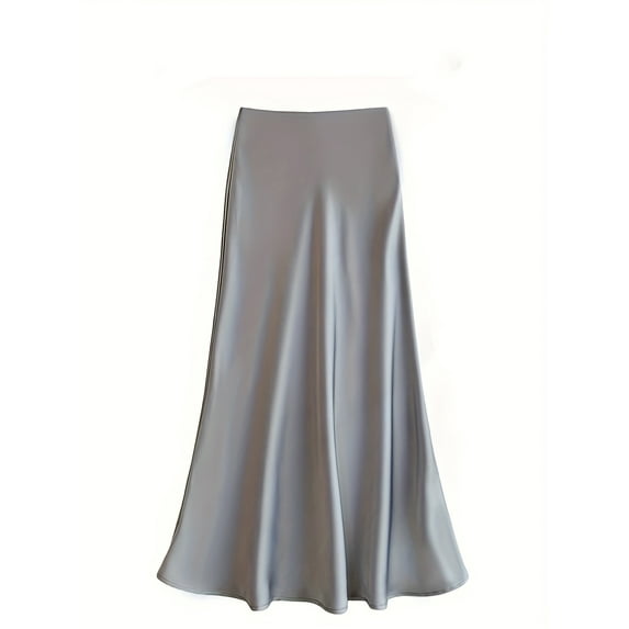 Women's High-Waisted Satin Midi Skirt - Stylish, Bodycon & A-Line (Silk Material)