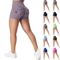 thumbnail image 1 of Women's High-Waisted Scrunch Butt Shorts with Side Pockets and Stretchy Waistband, Buttery Soft Fabric for All Day Comfort Army Green L, 1 of 6