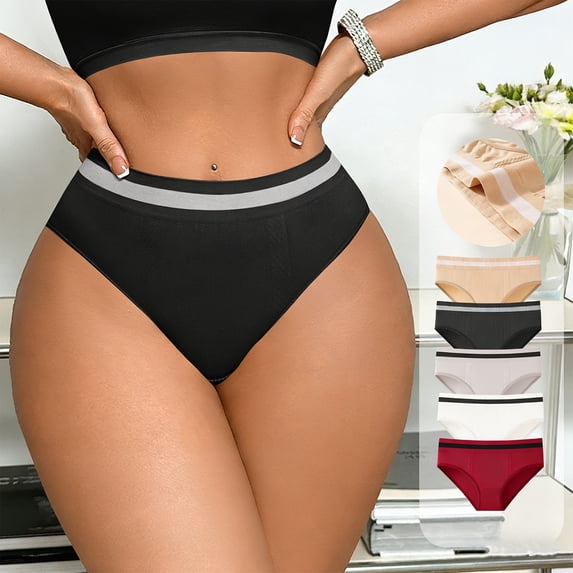 Women's High Waisted Seamless Panties with Tagless Design and Soft Stretchy Fabric Featuring High Cut Bikini Style Red S