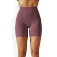 thumbnail image 1 of Women's High-Waisted Seamless Shaping Shorts with Tummy Control- Small, Burgundy, 1 of 6