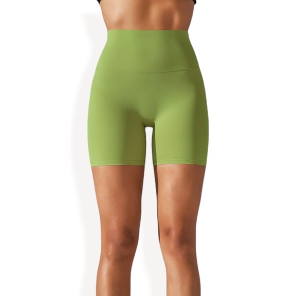 Women's High-Waisted Seamless Shaping Shorts with Tummy Control- Small, Lime Green