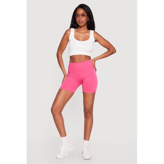 Women's High Waisted Seamless Solid Bike Shorts