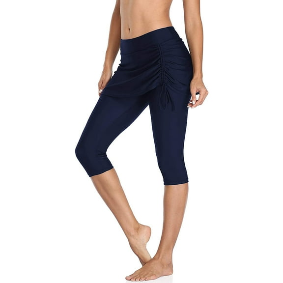 Women's High Waisted Skirted Swim Shorts Cropped Capri Surf Leggings Wetsuit Pants UV Boardshorts