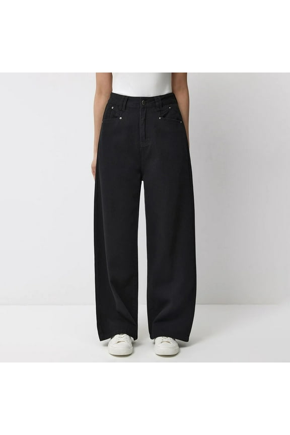 Women's High Waisted Slim Fit Flare Leg Denim Pants Trousers Bottoms Butt Lifting Stretchy Casual Daily Work Office Lounge Wear Travel Essentials | Aestivo,Black M