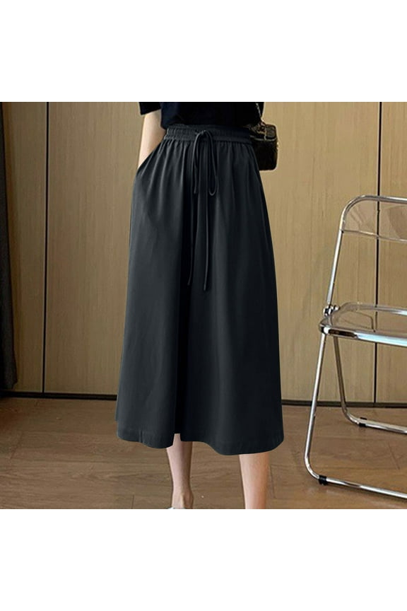 Women's High Waisted Slim Fit Loose Drop Drawstring Pants Trousers Slacks with Belt Pockets, Casual Daily Summer Fashion Flowy Breathable Comfy Travel Essentials for Women